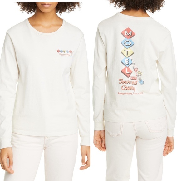 New RE/DONE x Hanes Vintage 90’s Motel Long Sleeve T-Shirt printed retro Y2K - Picture 2 of 16